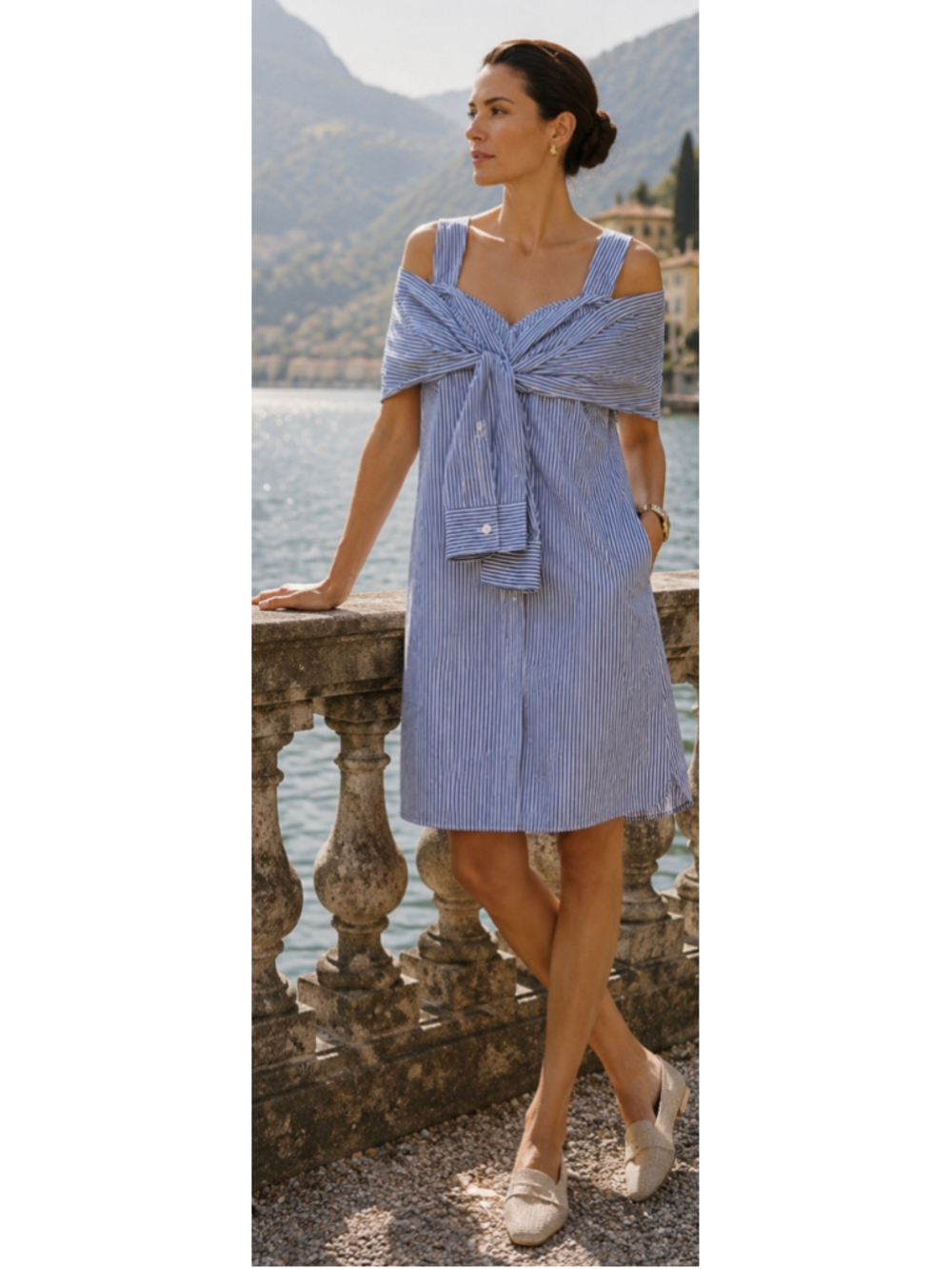 Derek Lam 10 Crosby Mini Dress Size 6 Blue White Striped New!